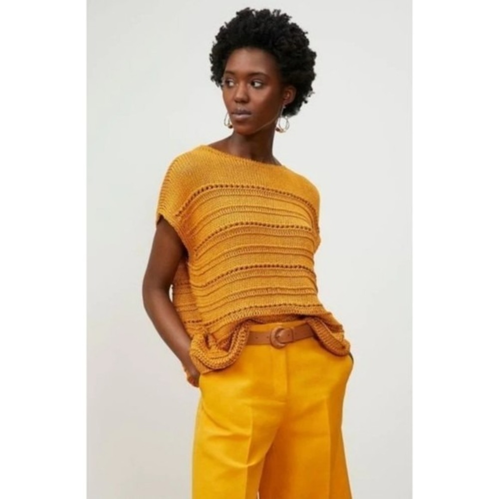 Lafayette 148 New York Women‎ Knit Sweater Medium Silk Cotton Sequins Lagenlook
